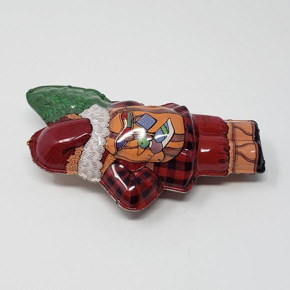 1996 Hallmark Woodland Santa Pressed Tin Keepsake Christmas Holiday Ornament. - Picture 5 of 6